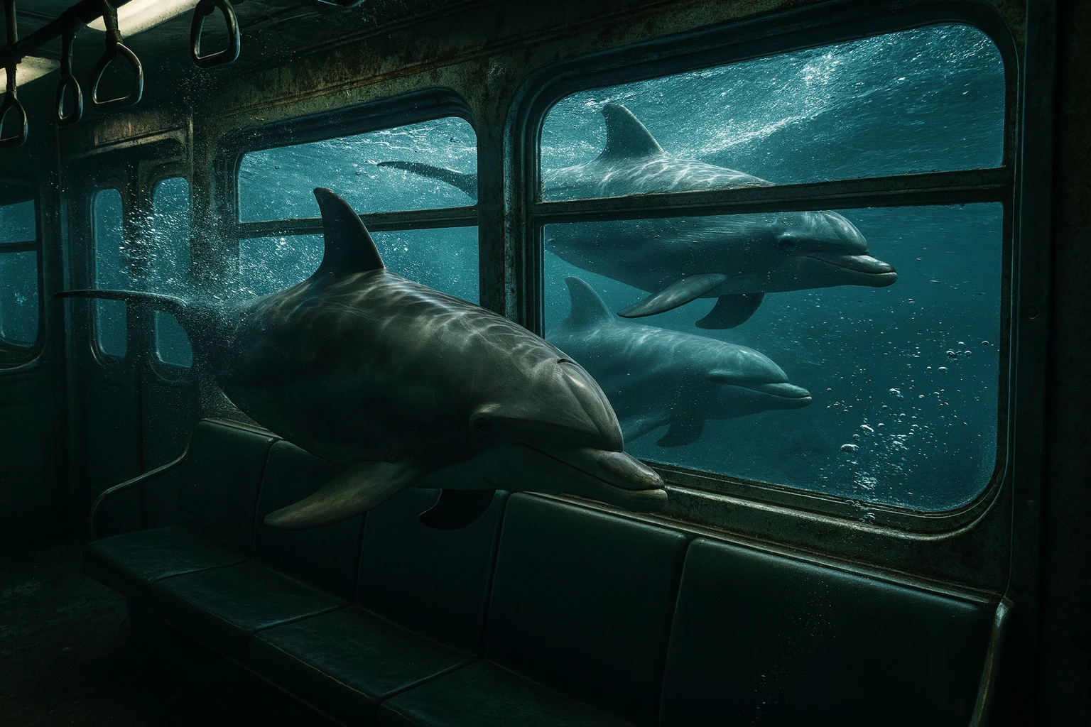 Underwater dolphins scene